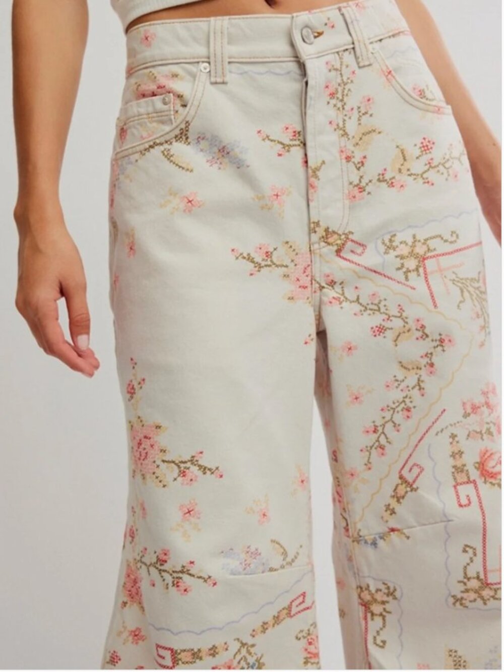 NWT Free People We The Free Eden Printed Wide-Leg Jeans Size 28 - Picture 3 of 7